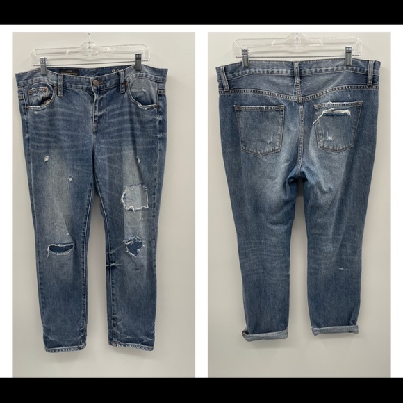 J crew broken in boyfriend blue distressed jean - Picture 3 of 13